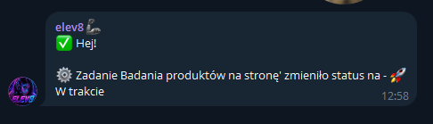 Powiadomienie o zmianie statusu zadania