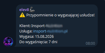 Przypomnienie o wygasającej domenie lub hostingu